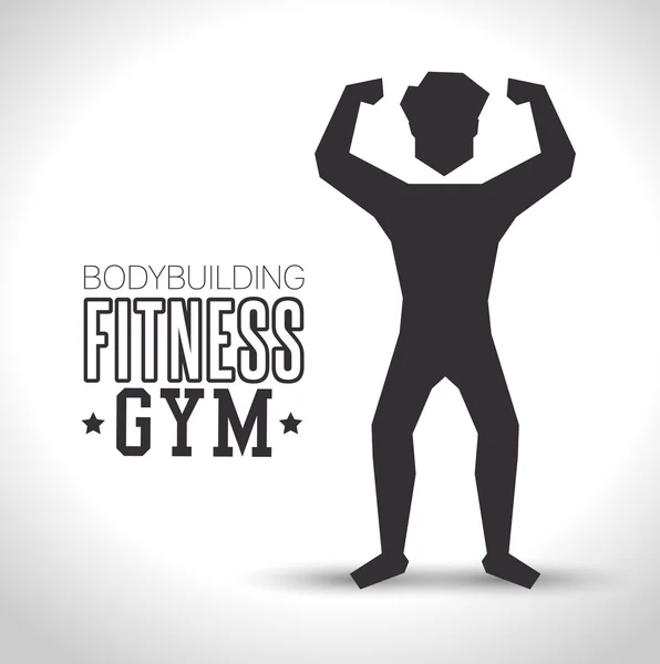 Silhouette man bodybuilding fitness gym icon design — Stock Vector