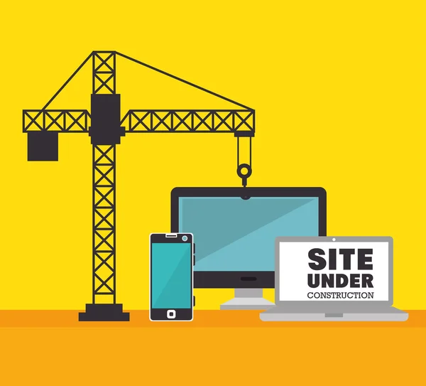 Technology site under construction crane icon — Stock Vector