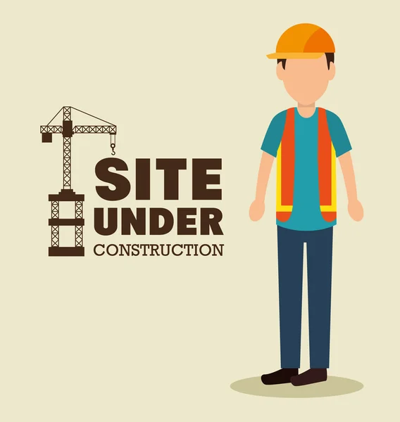Sitio en construcción hombre trabajo uniforme — Archivo Imágenes Vectoriales