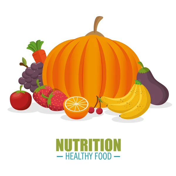 Nutrition alimentation saine légumes et frflatts design — Image vectorielle