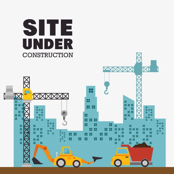 Ιστοσελίδα υπό κατασκευή κτίριο και μηχανήματα — Διανυσματικό Αρχείο