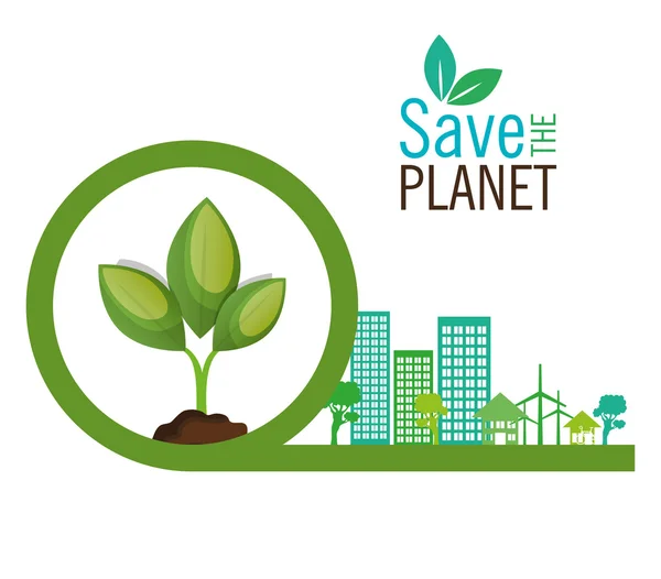 Salvare il pianeta simbolo dell'ecologia industriale — Vettoriale Stock