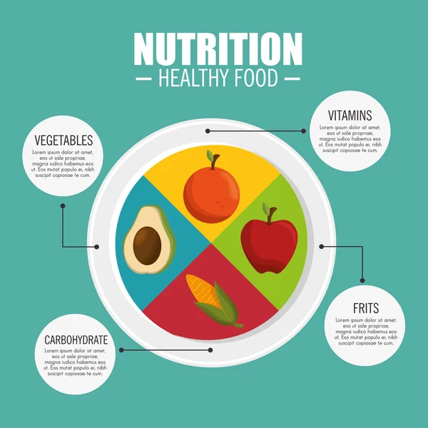 Gizi makanan sehat infografis - Stok Vektor