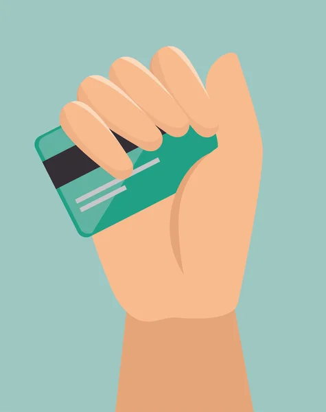 손을 잡고 신용 카드 쇼핑 온라인 디자인 아이콘 — 스톡 벡터