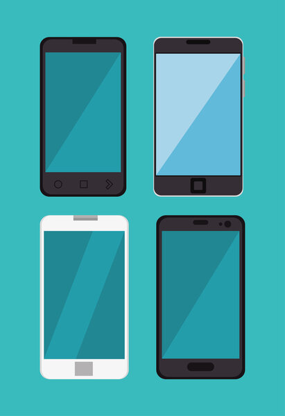 set differents smartphone digital technology