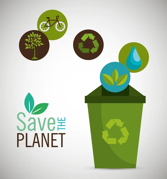 Reciclar salvar el planeta icono de diseño — Vector de stock