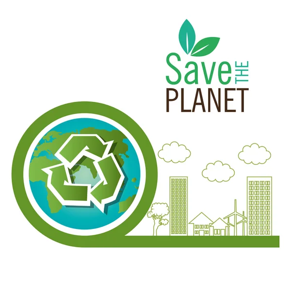 Sla de planeet recycleren eco pictogram — Stockvector