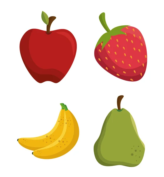 Set leckere Früchte gesunde Ernährung — Stockvektor