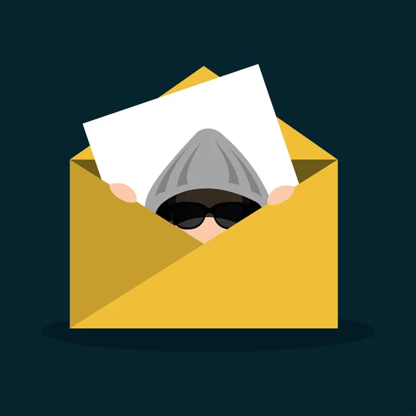 Hacker-E-Mail-Nachricht sicheres Symbol — Stockvektor