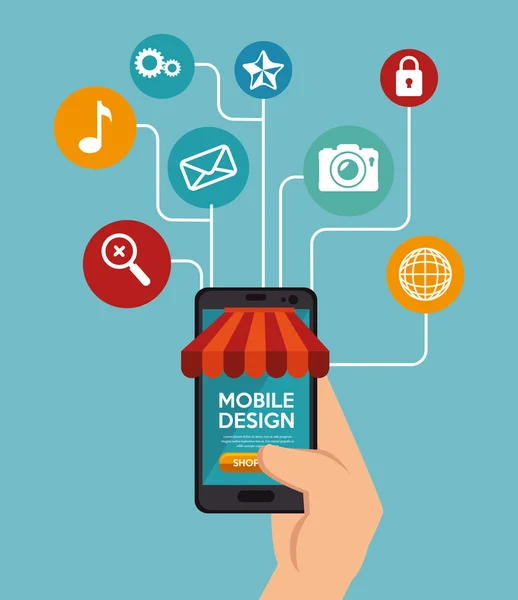 Mobile design marketing shopping en ligne — Image vectorielle