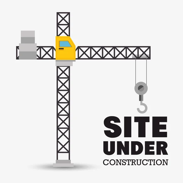 Site under construction, construction crane — Stock Vector