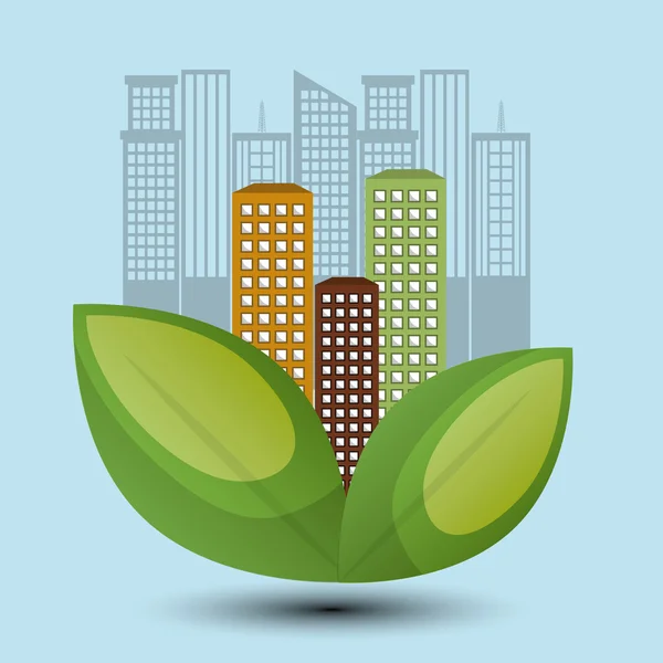 Eco staden designikon miljö — Stock vektor