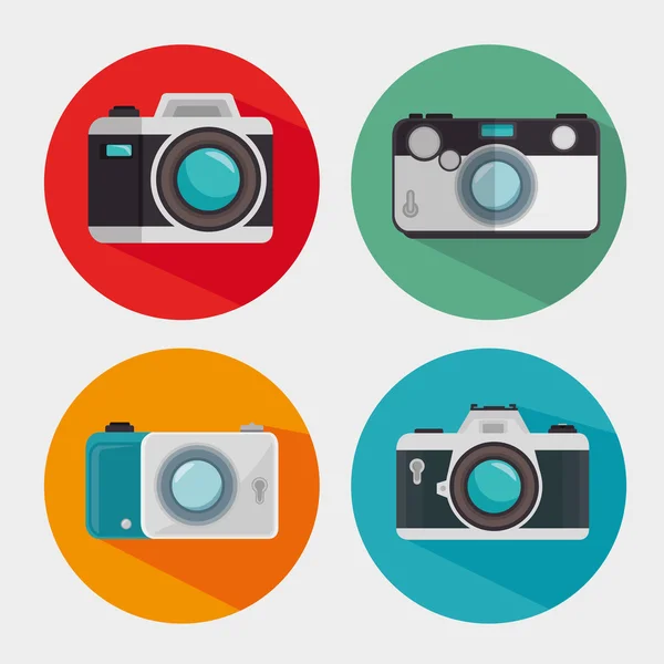 Vintage y moderno diseño de la cámara de fotos gráfico — Vector de stock