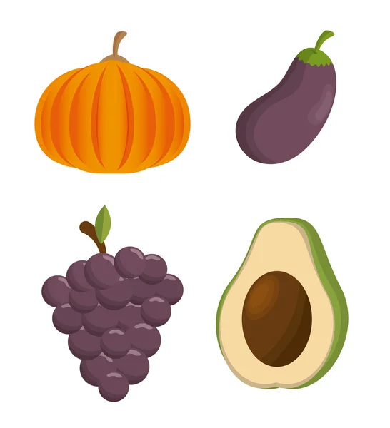 Iconos de frutas y verduras — Vector de stock