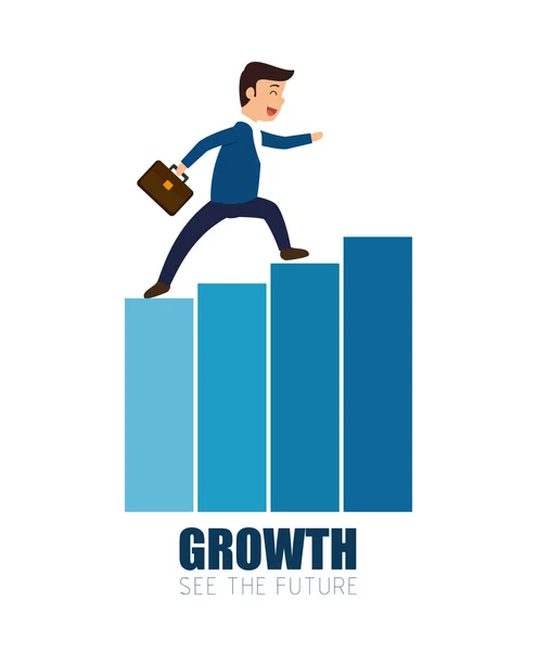 Homem negócio caminhando crescimento progresso —  Vetores de Stock