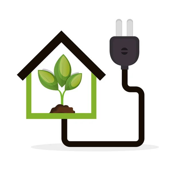 エコ エネルギー コンセプトの家の植物 — ストックベクタ