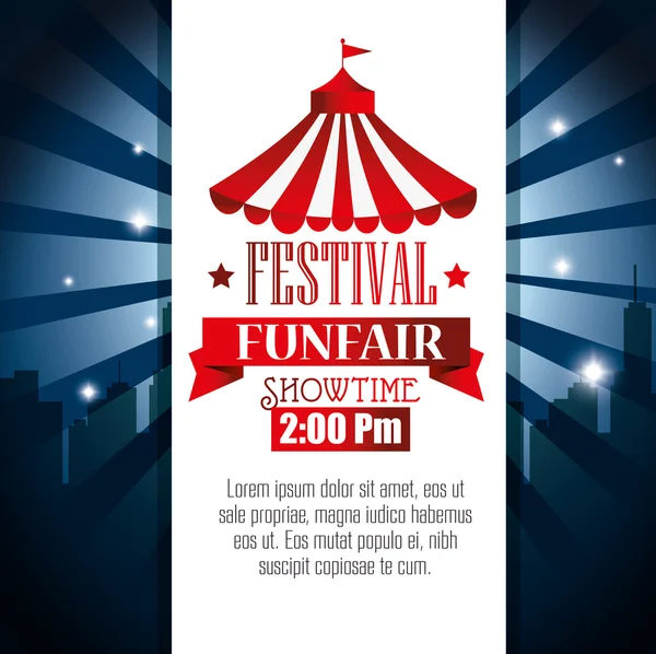 Poster festival funfair showtime — Stock Vector