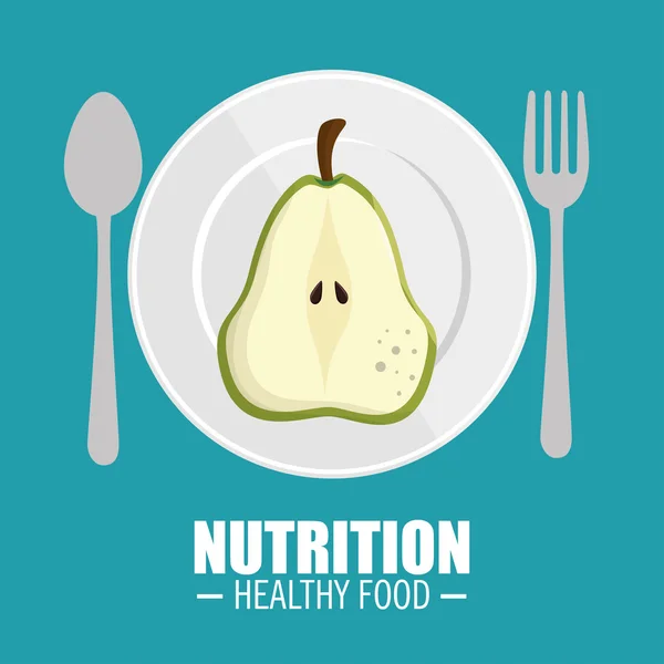 Läckra halv päron kost hälsosam matkoncept — Stock vektor