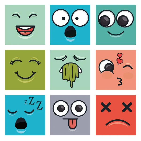 Set emoticons faces — Stock Vector