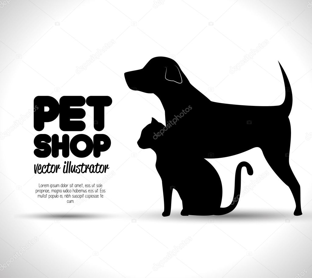pet shop concept emblem dog and cat silhouette