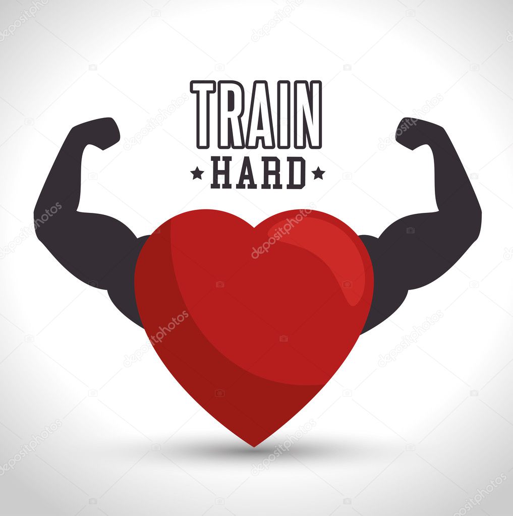 train hard heart arm icon gym