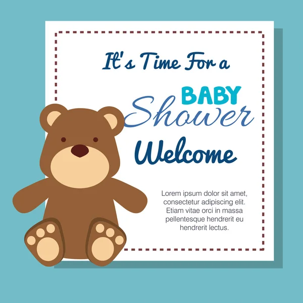 Invitation douche bébé avec animal mignon — Image vectorielle