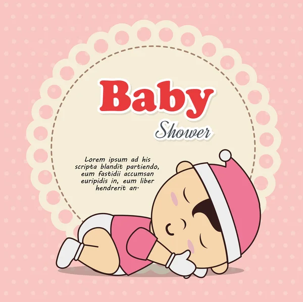 Bebek Hediyeleri Partisi Davetiyesi ile bebek uykuda — Stok Vektör