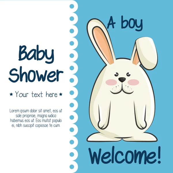 Invitation douche bébé avec animal mignon — Image vectorielle