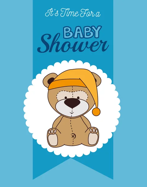 Bebê chuveiro convite com animal bonito — Vetor de Stock