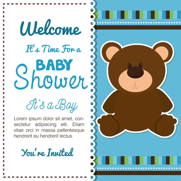 Baby shower invitation with cute animal — Stock vektor