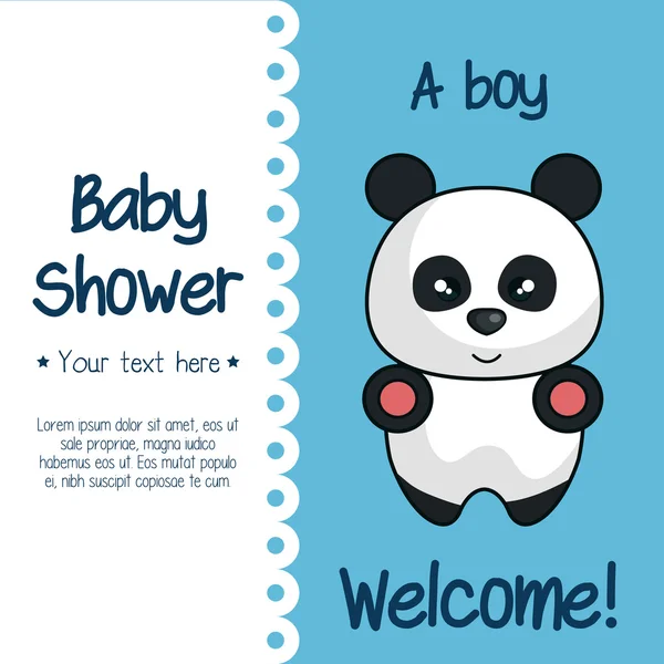 Bebé ducha invitación con lindo animal — Vector de stock