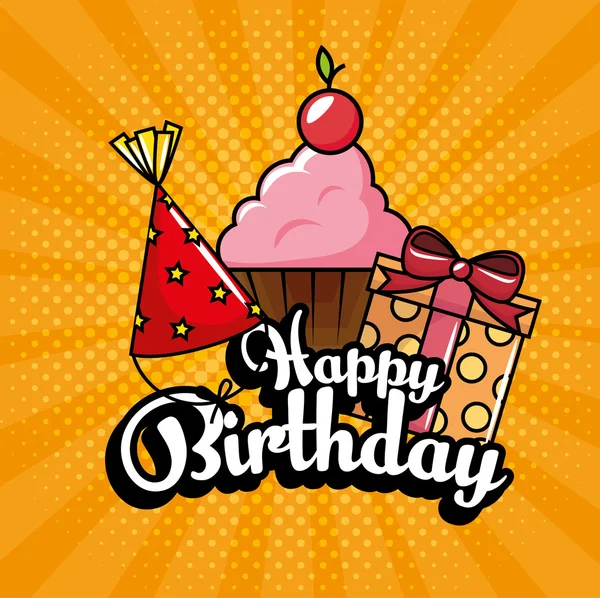 Tarjeta de celebración de cumpleaños feliz — Vector de stock