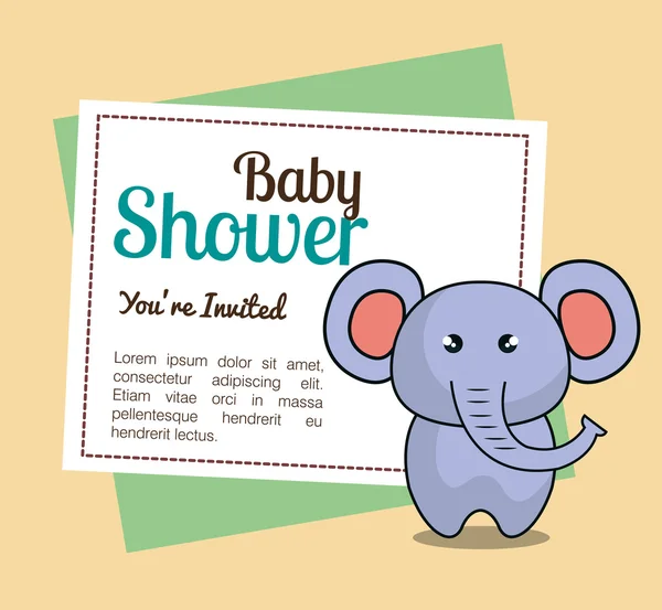 Baby shower invitation with cute animal — ストックベクタ