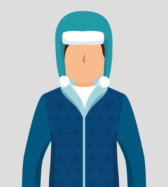 Avatar persoon met winter kleding — Stockvector