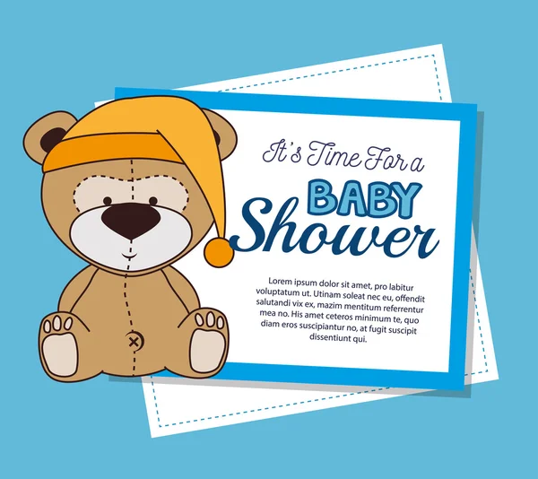 Baby shower invitation with cute animal — ストックベクタ