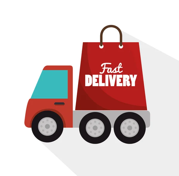 Fast truck delivery bag form icon graphic — ストックベクタ