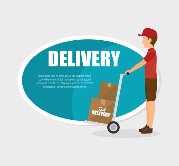 Man courier delivery cardboard boxes — Stock Vector