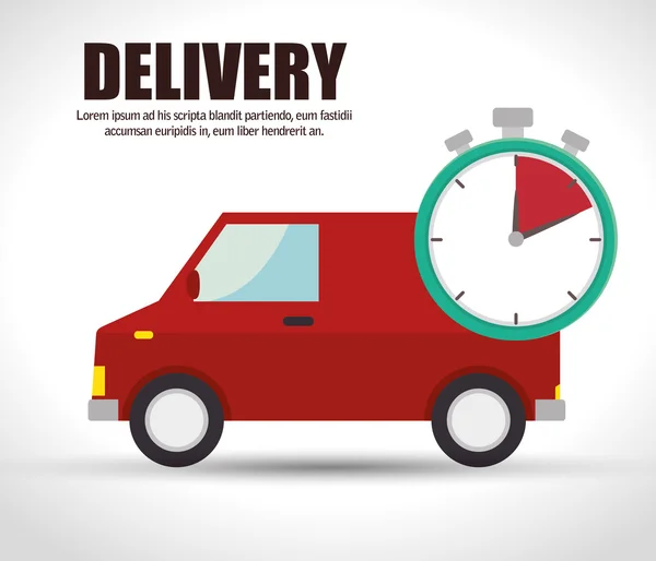 Truck delivery time red van icon — Stock Vector