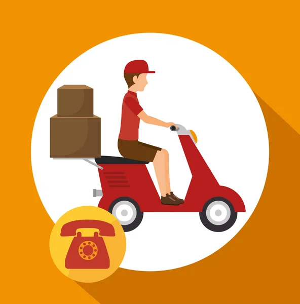 Man courier service pakket telefoon — Stockvector