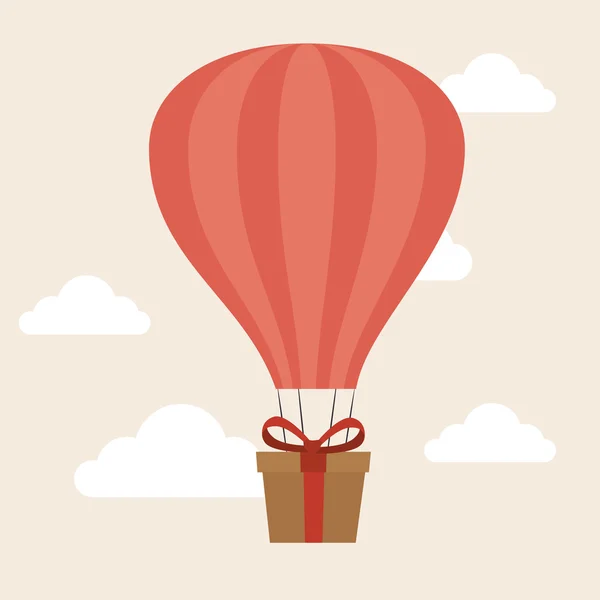 Airballoon 배달 개념 선물 상자 화물 벡터 — 스톡 벡터