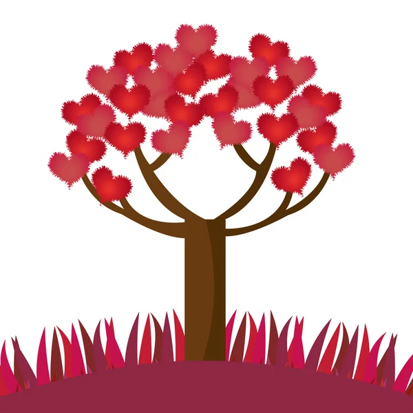 Romantic tree hearts lovely design — ストックベクタ
