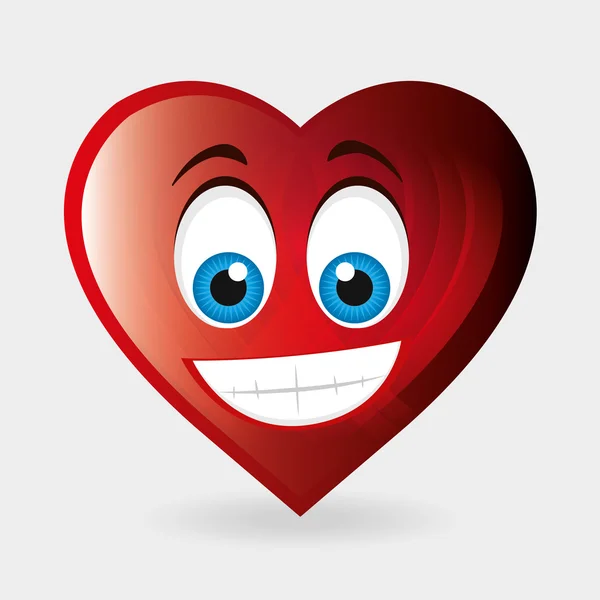 Heart character happy and blue eyes — Stock Vector