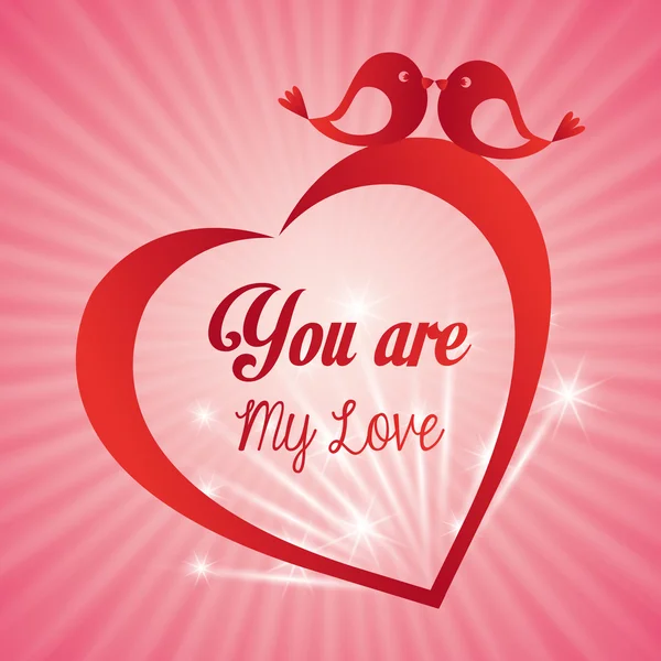 Valentines day card you are my love heart bird light background — Stock vektor