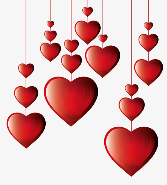 Hearts hanging white background — Stock vektor