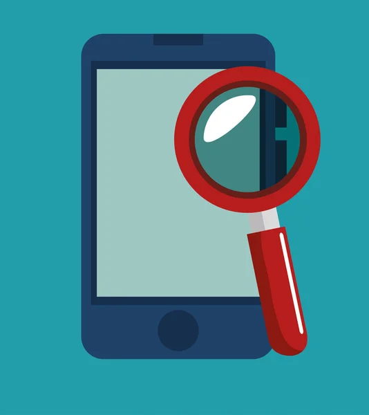 Smartphone recherche icône de sécurité des données — Image vectorielle