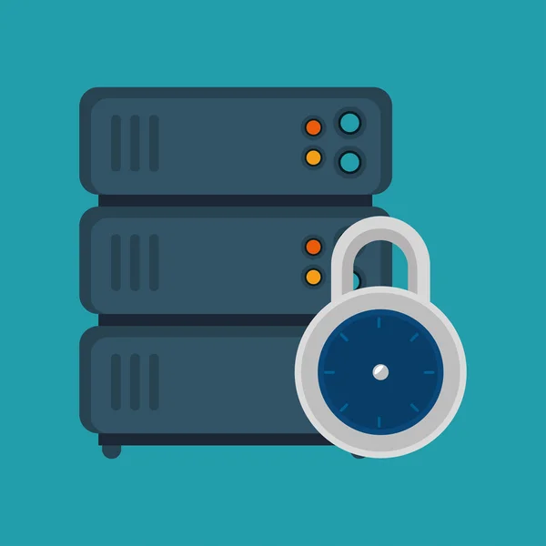 Server computer lock security blue background — Διανυσματικό Αρχείο