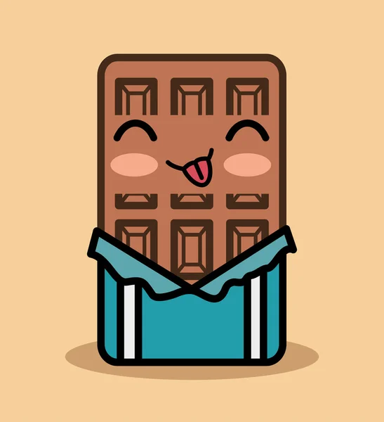 Chocolate bar kawaii icon design — Διανυσματικό Αρχείο