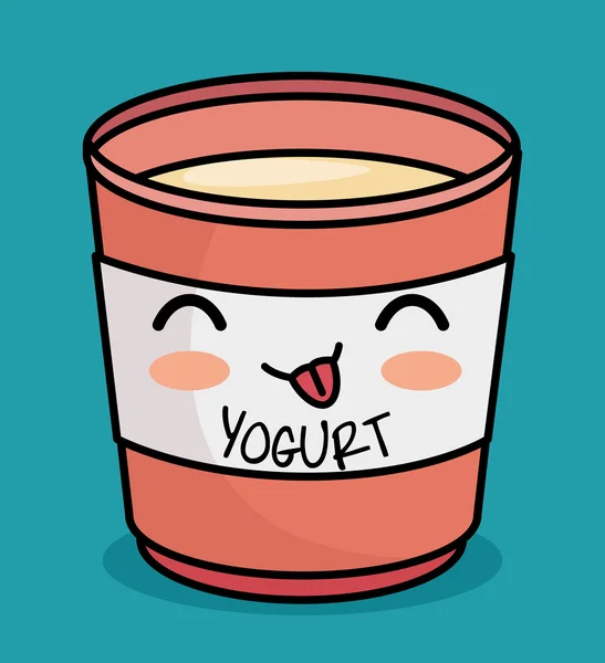 Kawaii yogur lindo icono de diseño — Vector de stock