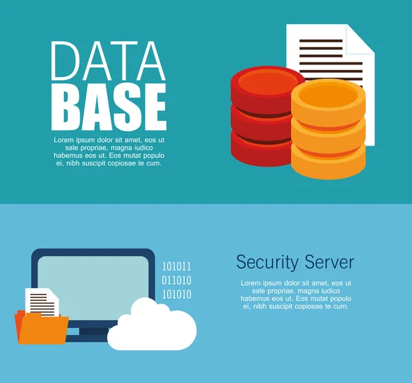 Server beveiliging technologie wolk gegevensdocument — Stockvector