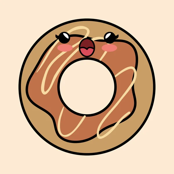 Yummy kawaii donut doce ícone —  Vetores de Stock